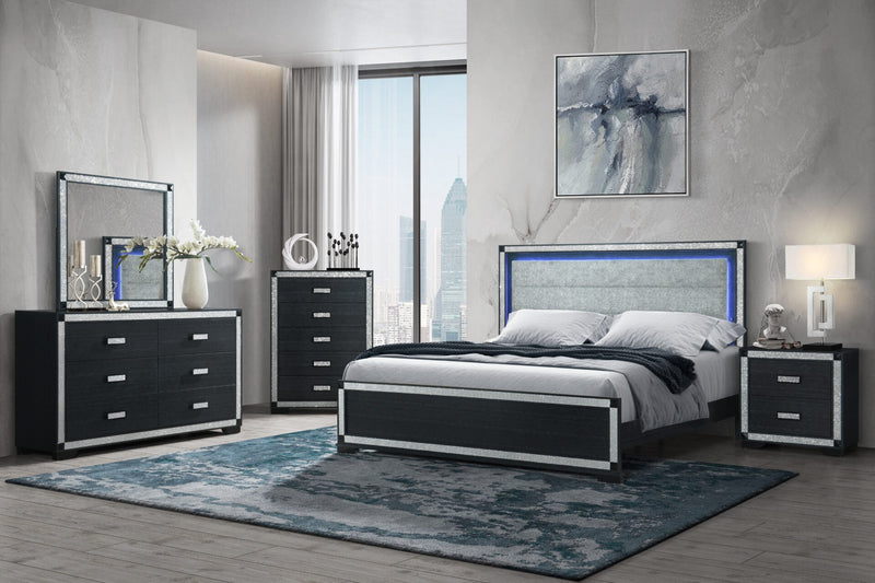 Soleil Charcoal Queen Bed Group With Cooler And Speaker - SOLEIL-CHARCOAL-QBG W/ COOLER