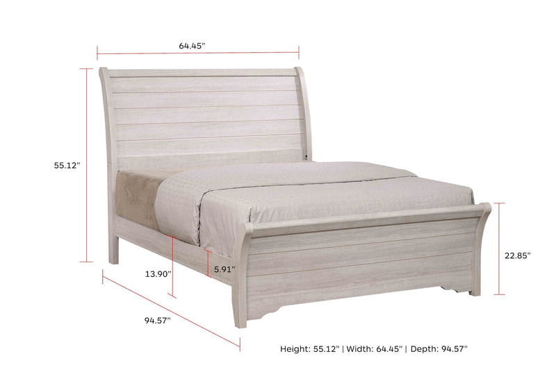 Coralee Chalk/Gray Queen Sleigh Bed - Lara FurnitureQueen Bed
