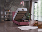 Cordoba Storage Bed With Headboard - Queen in Dusty Rose - 110-COR-L44-150-SB