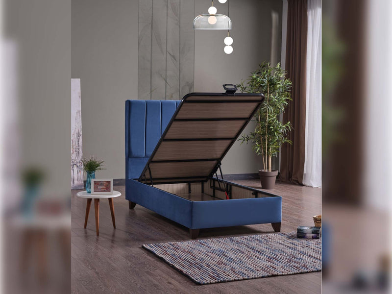 Cordoba Storage Bed With Headboard - Queen in Light Blue - 110-COR-L47-150-SB