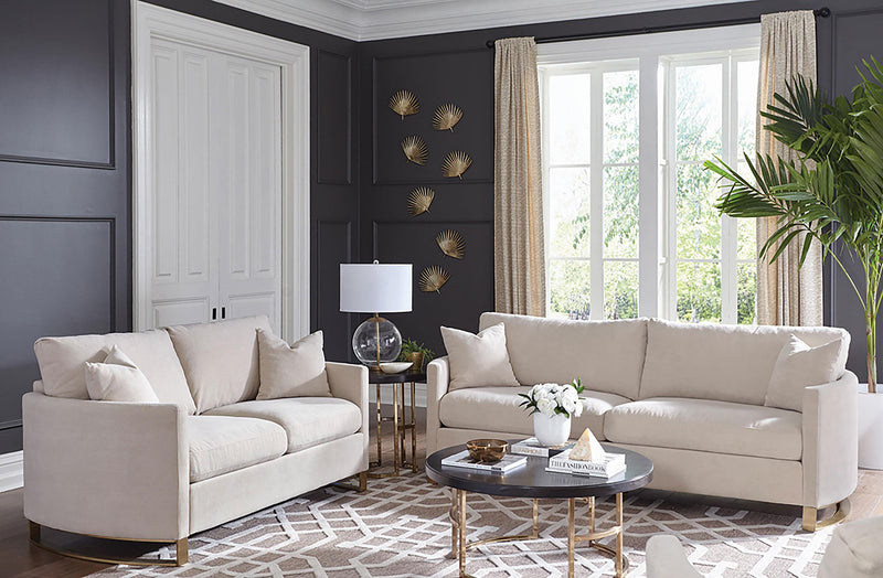 Corliss 2-piece Upholstered Arched Arm Sofa Set Beige - 508821-S2