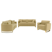 Corliss 3-piece Velvet Upholstered Sofa Set Camel - 508824-S3