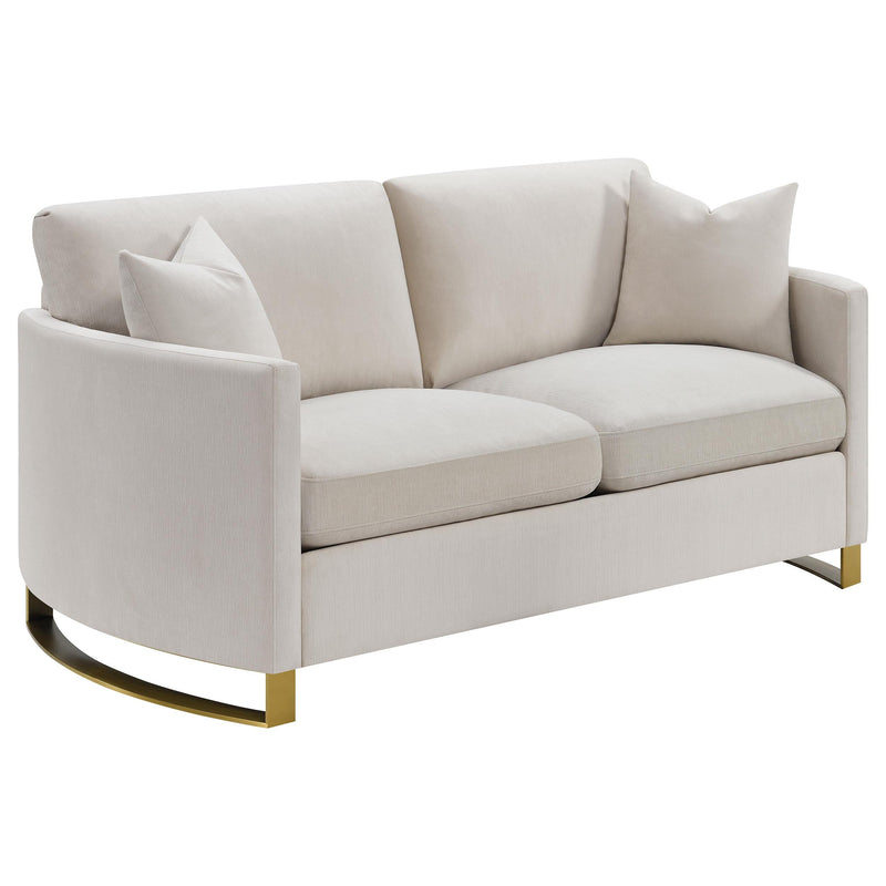 Corliss Upholstered Curved Track Arm Loveseat Beige - 508822