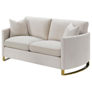 Corliss Upholstered Curved Track Arm Loveseat Beige - 508822
