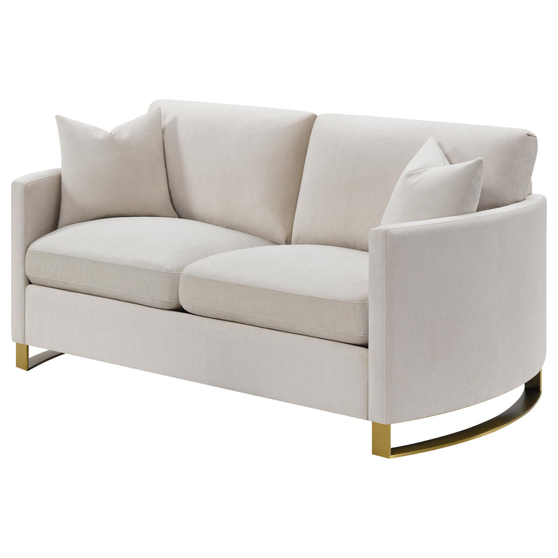 Corliss Upholstered Curved Track Arm Loveseat Beige - 508822