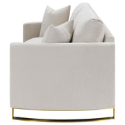 Corliss Upholstered Curved Track Arm Loveseat Beige - 508822