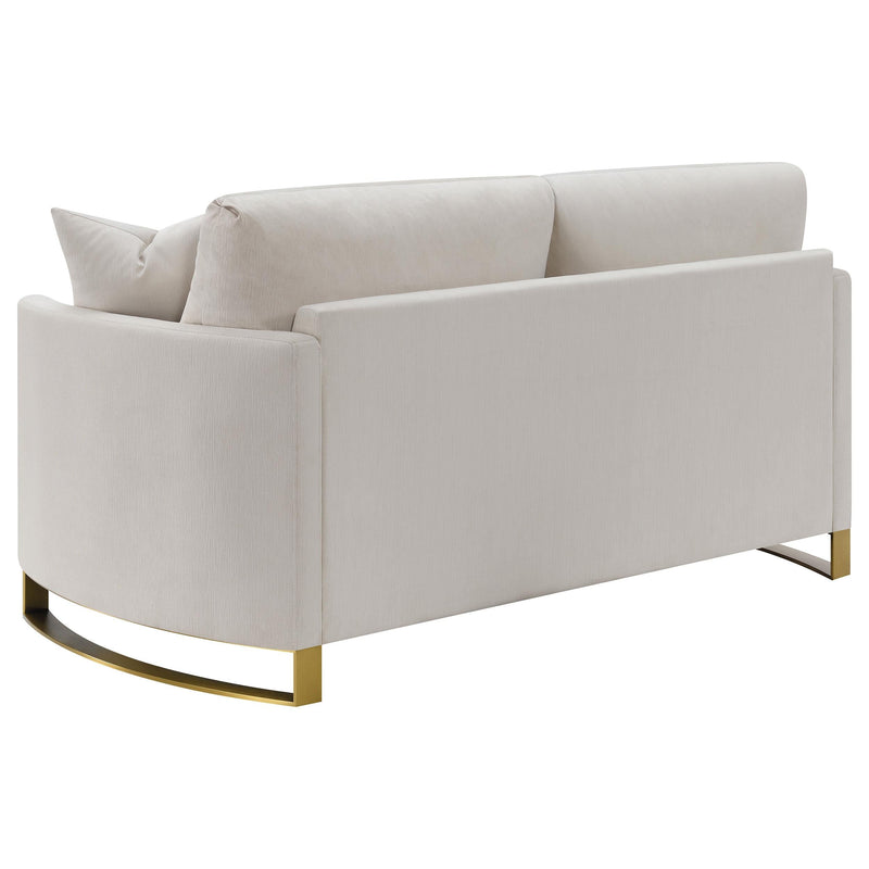 Corliss Upholstered Curved Track Arm Loveseat Beige - 508822