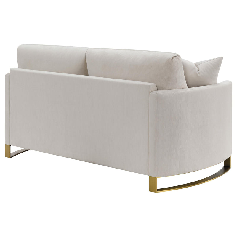 Corliss Upholstered Curved Track Arm Loveseat Beige - 508822