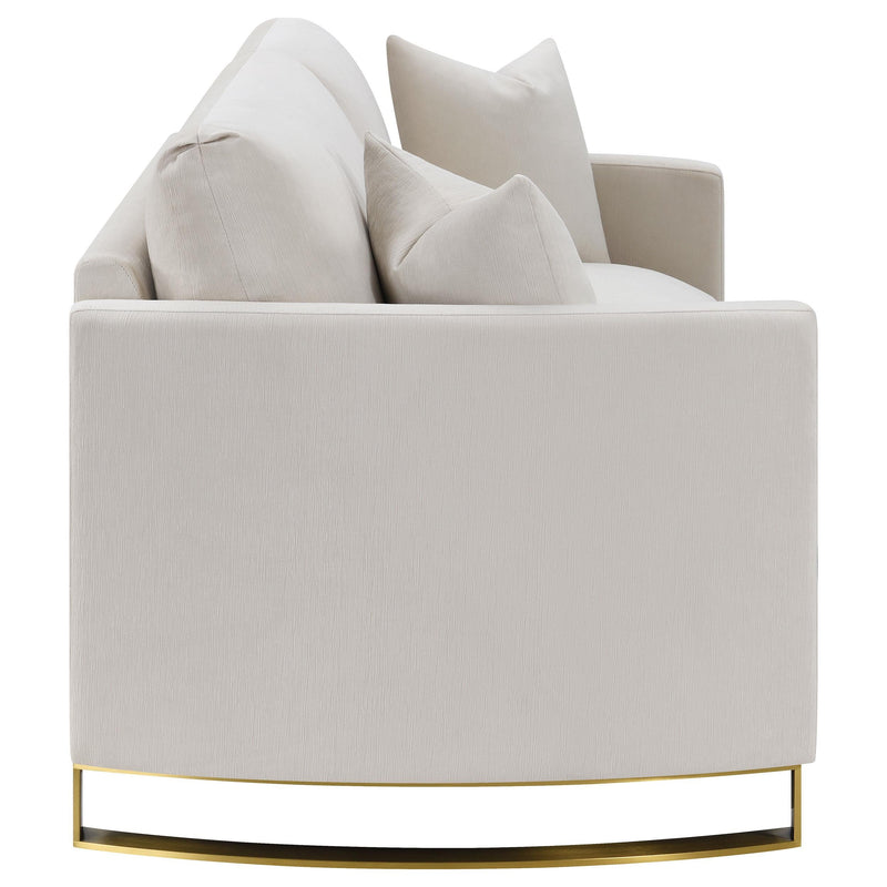 Corliss Upholstered Curved Track Arm Loveseat Beige - 508822