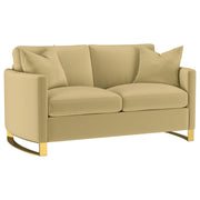 Corliss Upholstered Curved Track Arm Loveseat Camel - 508825