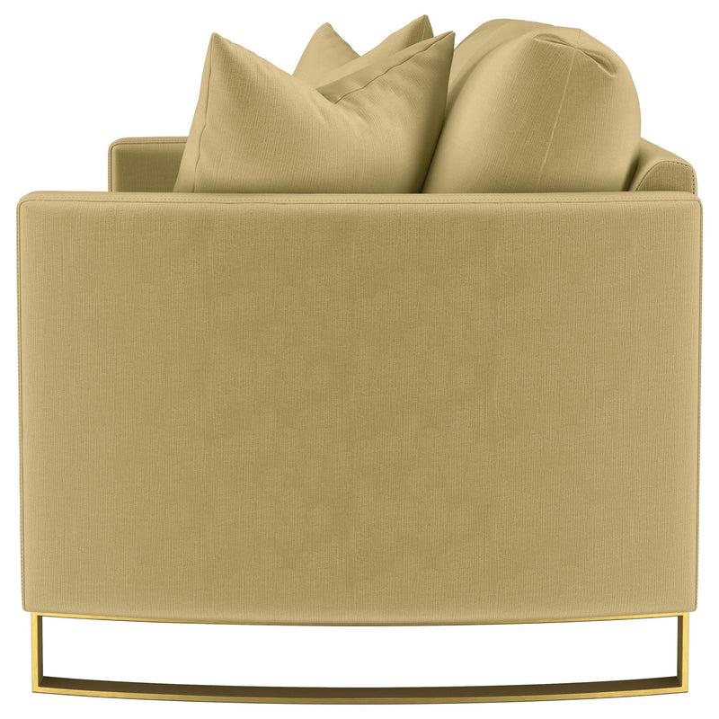 Corliss Upholstered Curved Track Arm Loveseat Camel - 508825