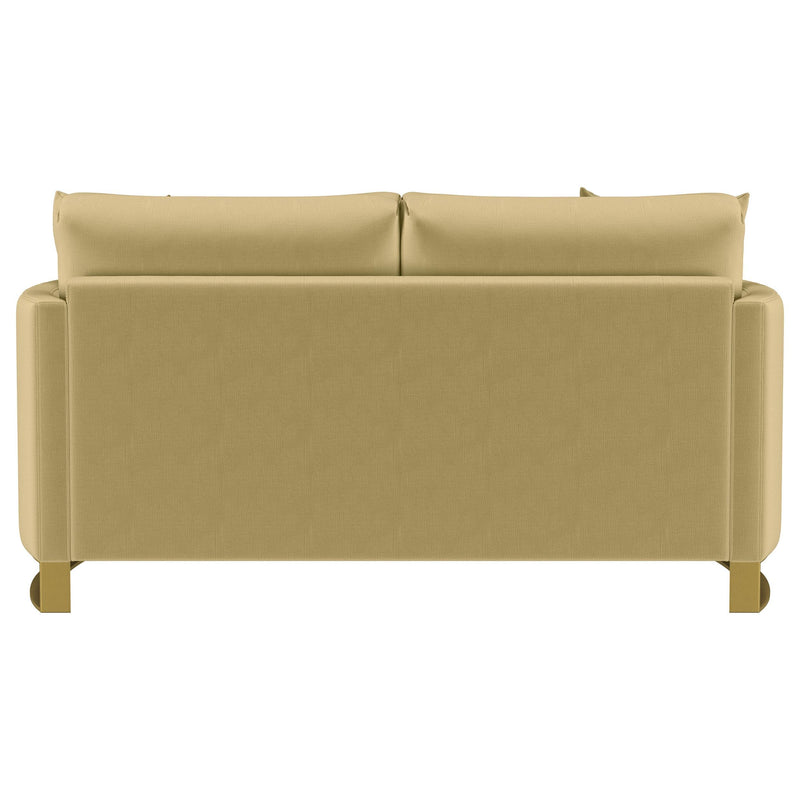 Corliss Upholstered Curved Track Arm Loveseat Camel - 508825