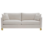 Corliss Upholstered Curved Track Arm Sofa Beige - 508821