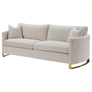 Corliss Upholstered Curved Track Arm Sofa Beige - 508821