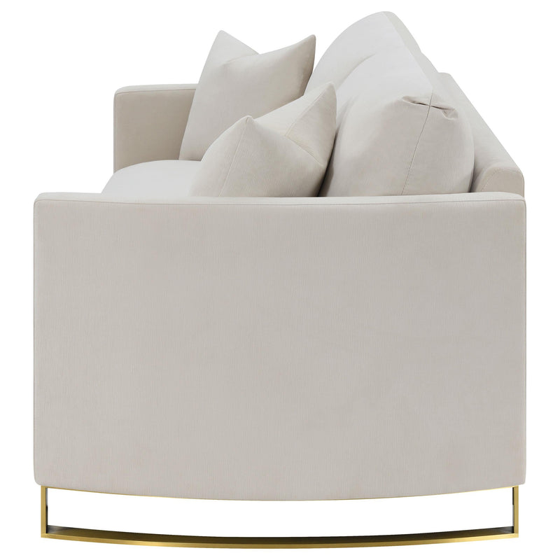 Corliss Upholstered Curved Track Arm Sofa Beige - 508821