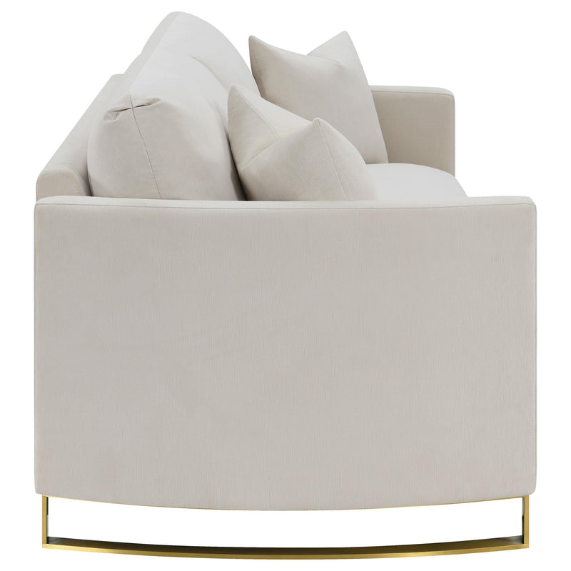 Corliss Upholstered Curved Track Arm Sofa Beige - 508821