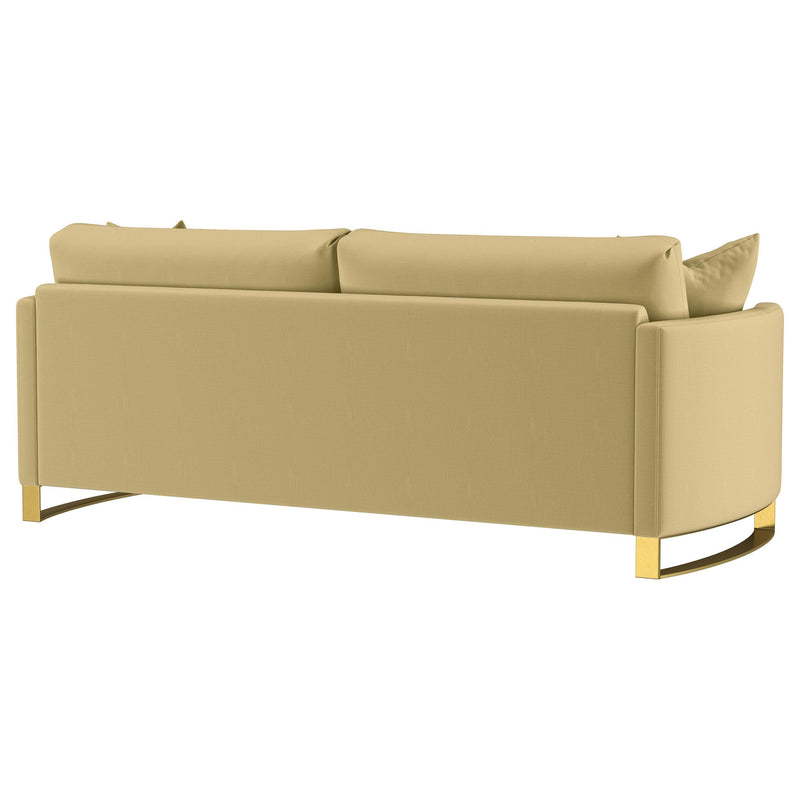 Corliss Upholstered Curved Track Arm Sofa Camel - 508824