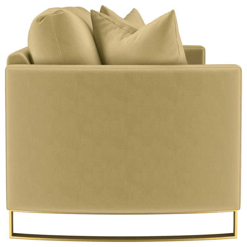 Corliss Upholstered Curved Track Arm Sofa Camel - 508824