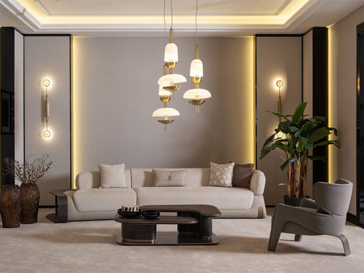 Corte 4-pieces (Four Seater lounge Sofa & 1 Four Seater Sofa &  2 Chair) Livingroom in Cream - 200-GAB-COR-4L411