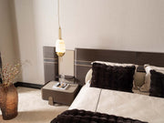 Corte Bedroom (Queen Frame With Headboard & Dresser With Mirror & Ottoman & 2 Nightstand) - 200-GAB-COR-QB-SET