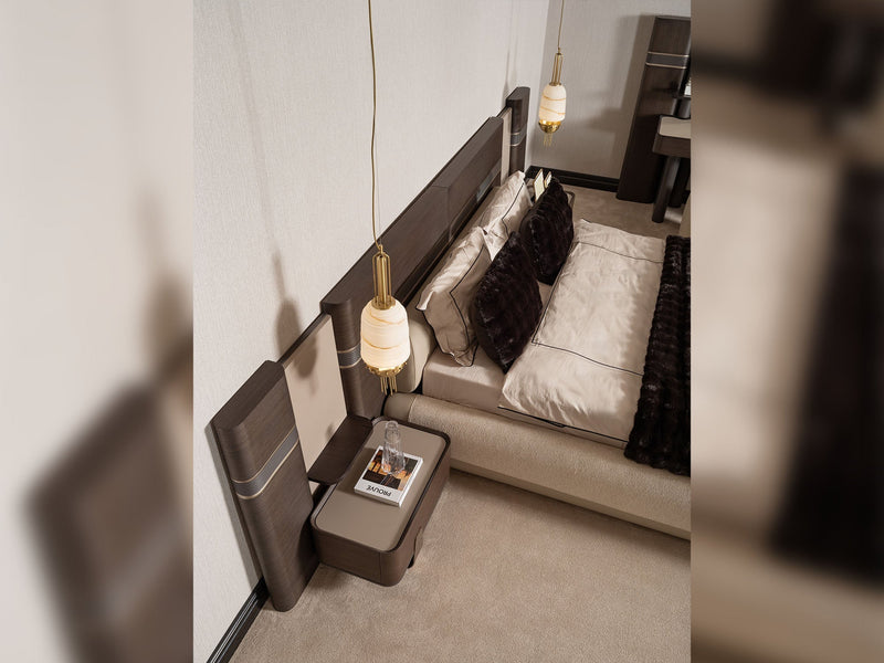 Corte Bedroom (Queen Frame With Headboard & Dresser With Mirror & Ottoman & 2 Nightstand) - 200-GAB-COR-QB-SET