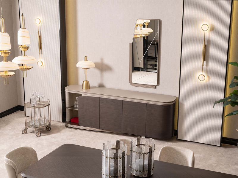 Corte Diningroom (Consol With Mirror & Dining Table & 6 Dining Chair) - 200-GAB-COR-DT-6-SET