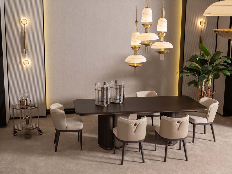 Corte Diningroom (Consol With Mirror & Dining Table & 6 Dining Chair) - 200-GAB-COR-DT-6-SET