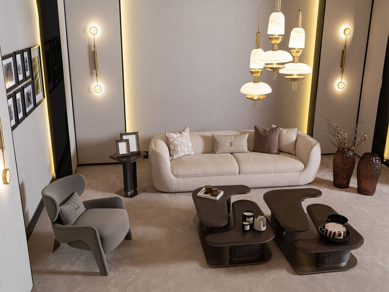 Corte Stationary Four Seat Sofa in Cream - 200-GAB-COR-4
