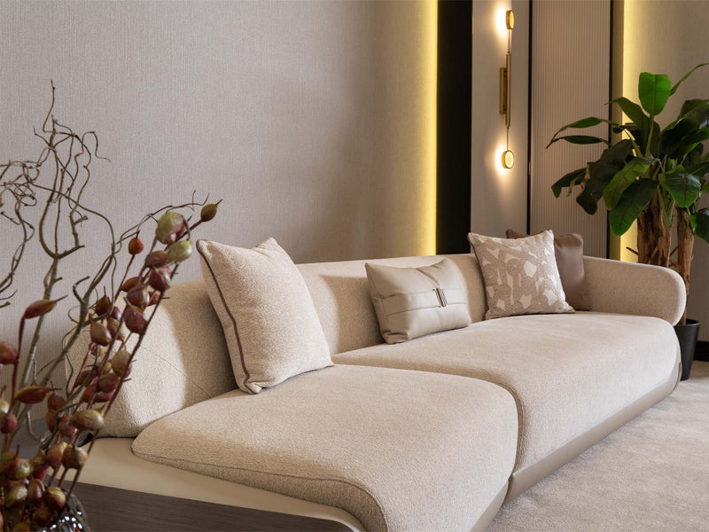 Corte Stationary Four Seater Lounge Sofa in Cream - 200-GAB-COR-4L