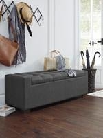Cortwell Gray Storage Bench - Lara FurnitureAccent Bench
