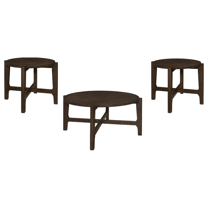 Cota 3-piece Solid Wood Coffee and End Table Set Dark Brown - 708288-S3
