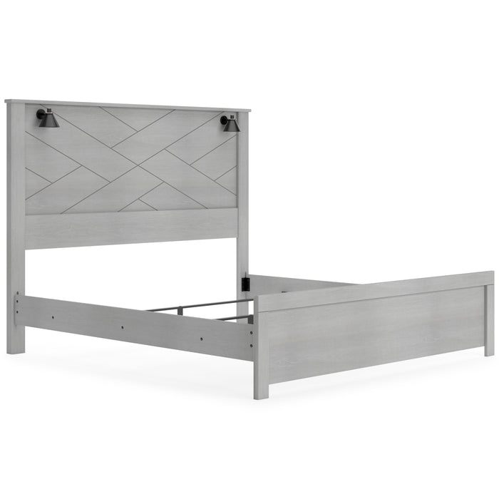 Cottonburg Light Gray/White Lighted Panel Bedroom Set - Gate FurnitureBedroom Set