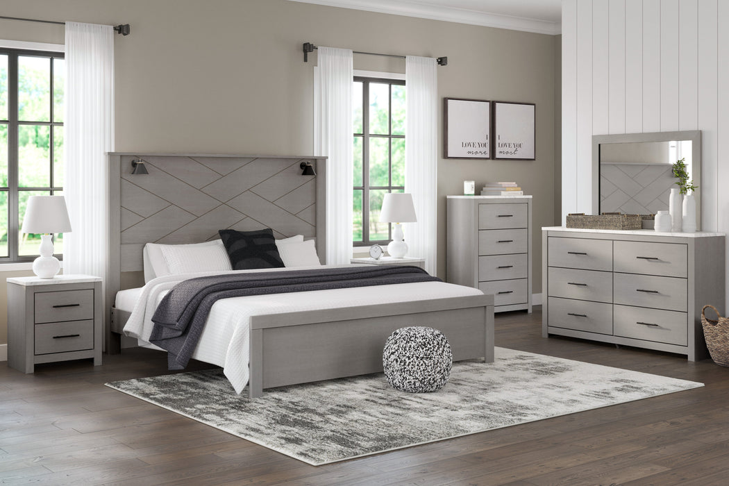 Cottonburg Light Gray/White Lighted Panel Bedroom Set - Gate FurnitureBedroom Set