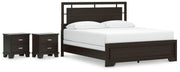 Covetown California King Panel Bed with 2 Nightstands in Dark Brown from Ashley - Lara Furniture