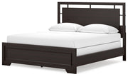 Covetown California King Panel Bed with 2 Nightstands in Dark Brown from Ashley - Lara Furniture