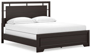 Covetown California King Panel Bed with Mirrored Dresser and 2 Nightstands in Dark Brown from Ashley - Lara Furniture