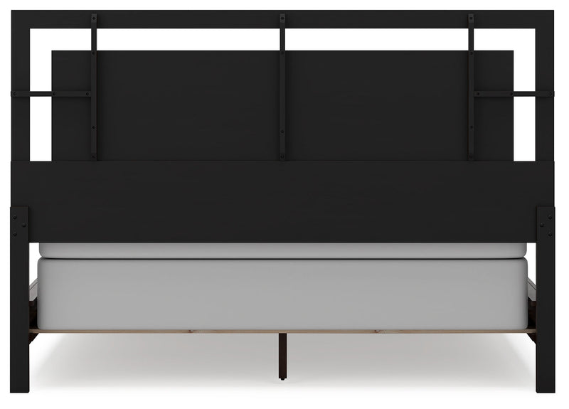 Covetown California King Panel Bed with Mirrored Dresser and 2 Nightstands in Dark Brown from Ashley - Lara Furniture