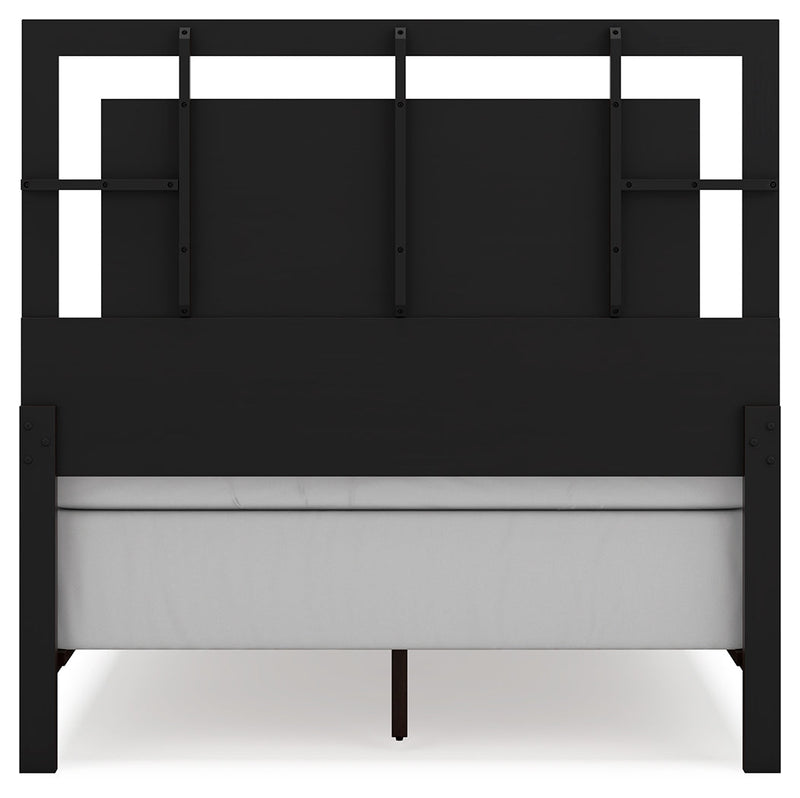 Covetown Full Panel Bed with Mirrored Dresser and Nightstand in Dark Brown - PKG016629