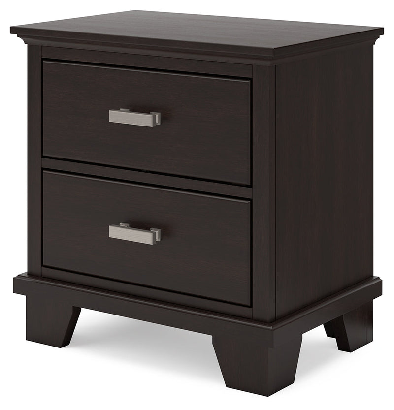 Covetown King Panel Bed with 2 Nightstands in Dark Brown from Ashley - Lara Furniture