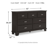 Covetown King Panel Bed with Dresser and 2 Nightstands in Dark Brown from Ashley - Lara Furniture