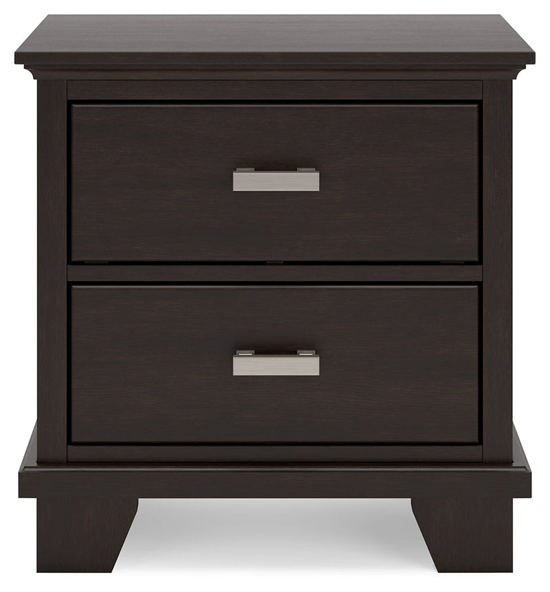Covetown King Panel Bed with Dresser and 2 Nightstands in Dark Brown from Ashley - Lara Furniture