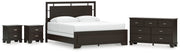 Covetown King Panel Bed with Dresser and 2 Nightstands in Dark Brown from Ashley - Lara Furniture