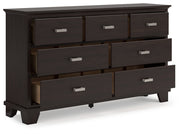 Covetown King Panel Bed with Dresser and 2 Nightstands in Dark Brown from Ashley - Lara Furniture