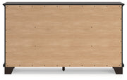 Covetown King Panel Bed with Dresser and 2 Nightstands in Dark Brown from Ashley - Lara Furniture