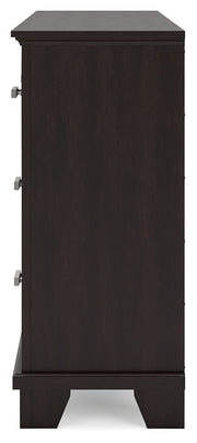 Covetown King Panel Bed with Dresser and 2 Nightstands in Dark Brown from Ashley - Lara Furniture