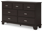 Covetown King Panel Bed with Dresser and 2 Nightstands in Dark Brown from Ashley - Lara Furniture