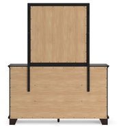 Covetown King Panel Bed with Mirrored Dresser and Chest in Dark Brown from Ashley - Lara Furniture