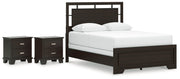 Covetown Queen Panel Bed with 2 Nightstands in Dark Brown from Ashley - Lara Furniture