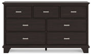 Covetown Queen Panel Bed with Dresser and 2 Nightstands in Dark Brown from Ashley - Lara Furniture
