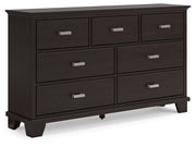 Covetown Queen Panel Bed with Dresser and 2 Nightstands in Dark Brown from Ashley - Lara Furniture